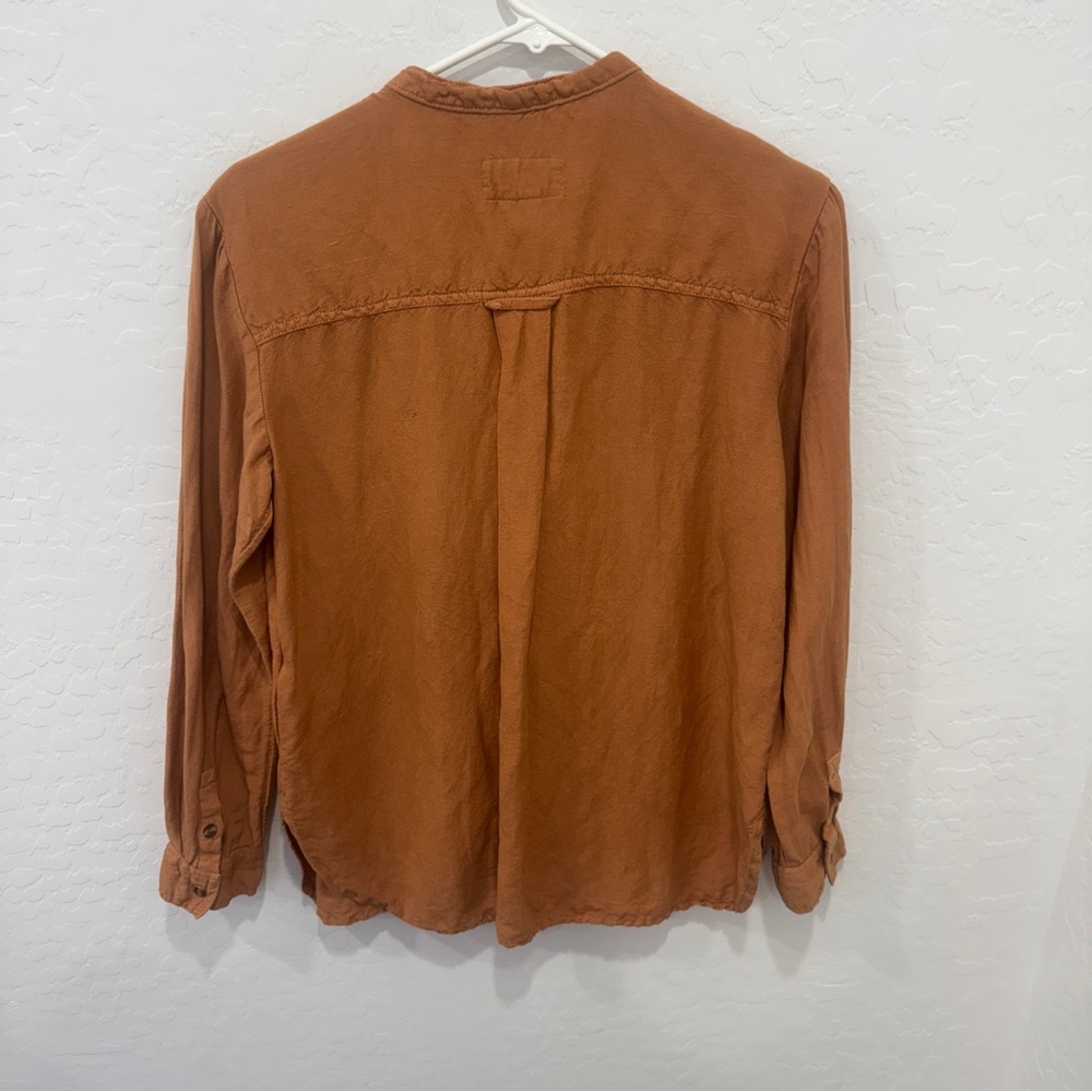 Anthropologie Pilcro Ruffled Placket Linen Blend Shirt Womens Small Button Front - Picture 7 of 7